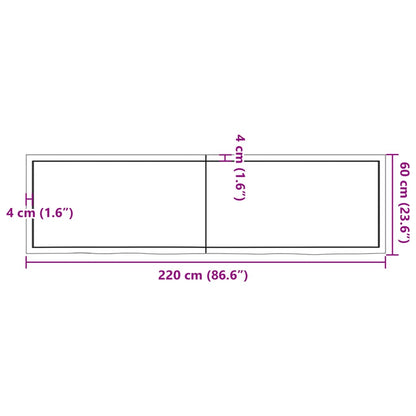 Wall Shelf 220x60x(2-6) cm Untreated Solid Wood Oak