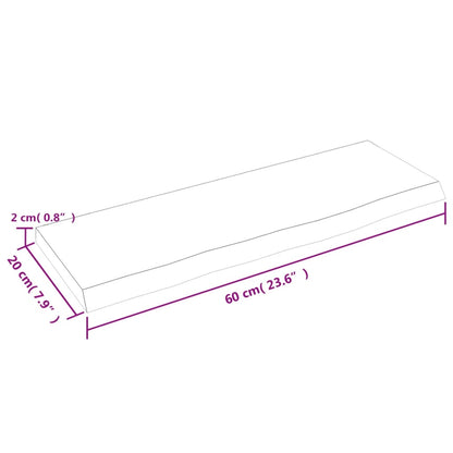 Wall Shelf Light Brown 60x20x2 cm Treated Solid Wood Oak