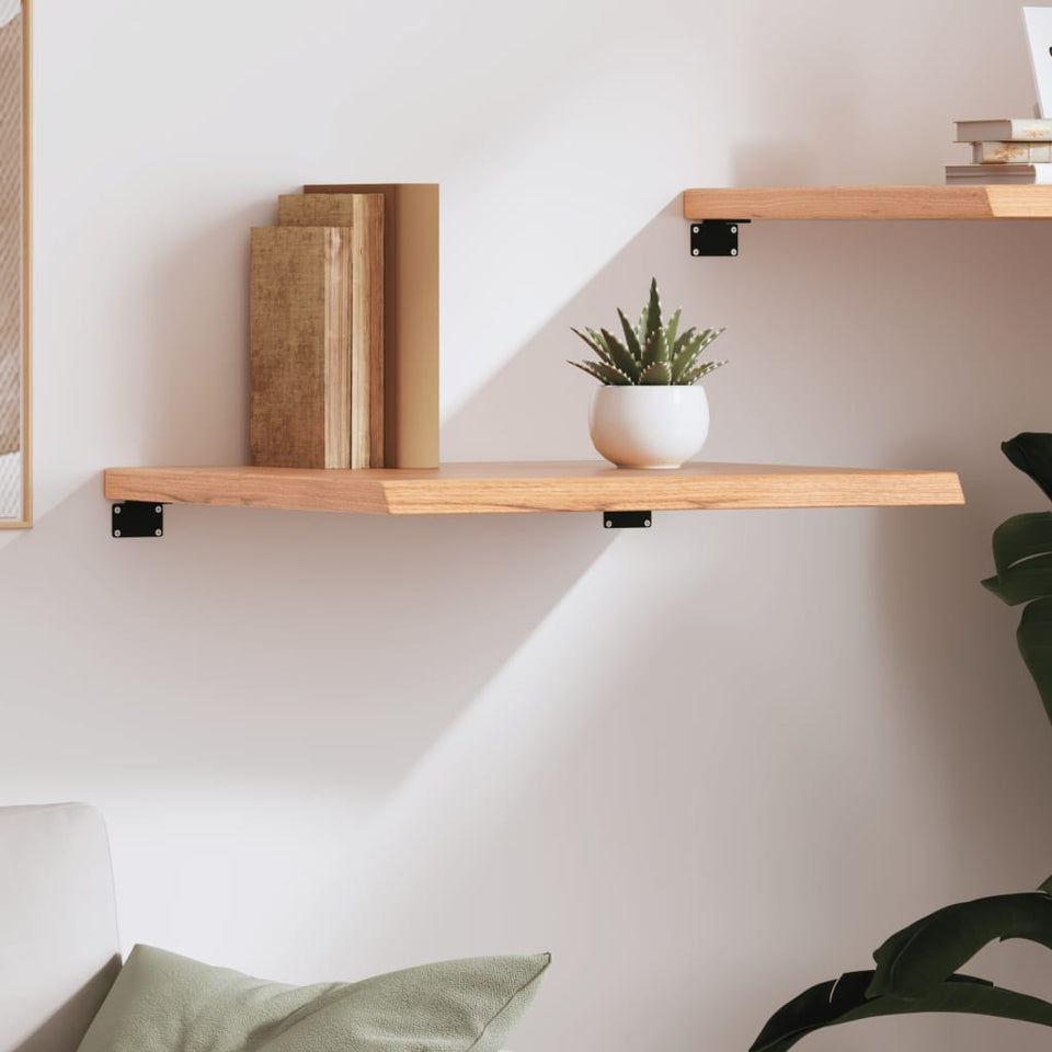 Wall Shelf Light Brown 60x50x(2-4) cm Treated Solid Wood Oak
