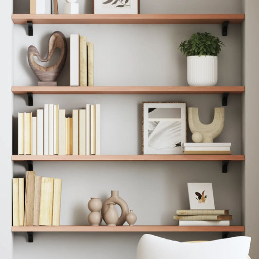 Wall Shelf Light Brown 80x20x2 cm Treated Solid Wood Oak