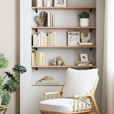 Wall Shelf Light Brown 100x20x2 cm Treated Solid Wood Oak