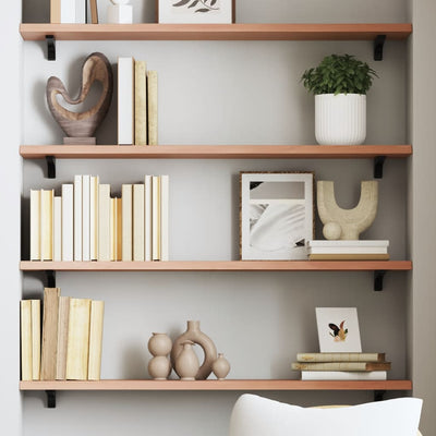 Wall Shelf Light Brown 100x20x2 cm Treated Solid Wood Oak