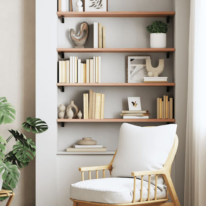 Wall Shelf Light Brown 100x30x2 cm Treated Solid Wood Oak