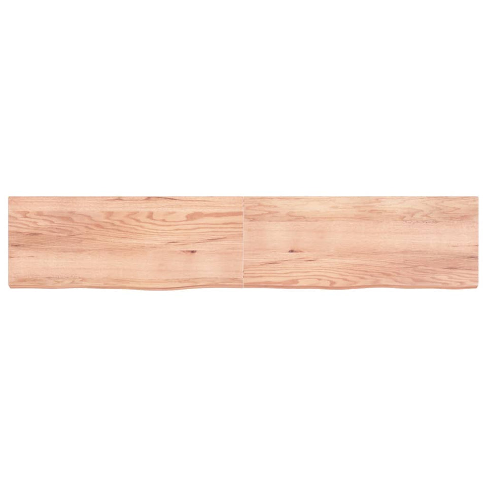 Wall Shelf Light Brown 200x40x(2-6) cm Treated Solid Wood Oak