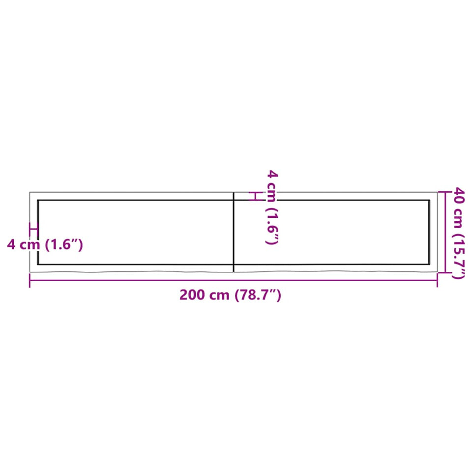 Wall Shelf Light Brown 200x40x(2-6) cm Treated Solid Wood Oak