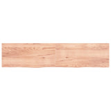 Wall Shelf Light Brown 220x50x(2-4) cm Treated Solid Wood Oak