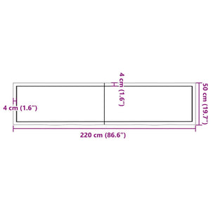 Wall Shelf Light Brown 220x50x(2-4) cm Treated Solid Wood Oak