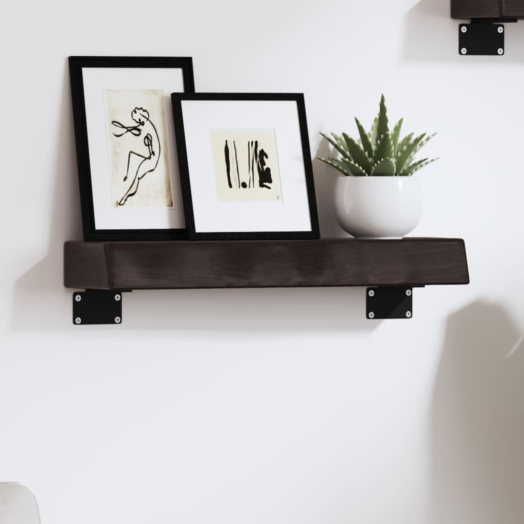 Wall Shelf Dark Brown 40x10x6 cm Treated Solid Wood Oak