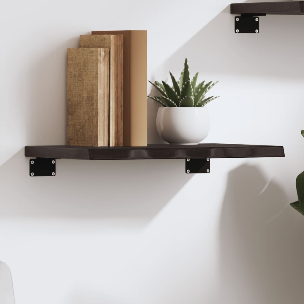 Wall Shelf Dark Brown 40x20x2 cm Treated Solid Wood Oak