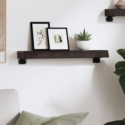 Wall Shelf Dark Brown 60x10x6 cm Treated Solid Wood Oak