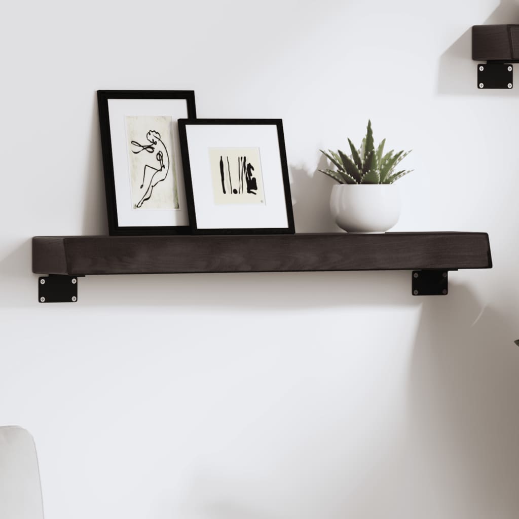 Wall Shelf Dark Brown 60x10x6 cm Treated Solid Wood Oak