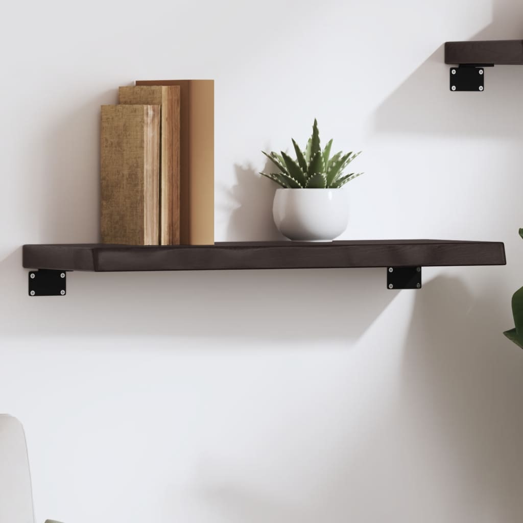 Wall Shelf Dark Brown 60x20x4 cm Treated Solid Wood Oak