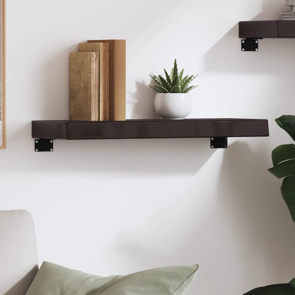 Wall Shelf Dark Brown 60x20x6 cm Treated Solid Wood Oak