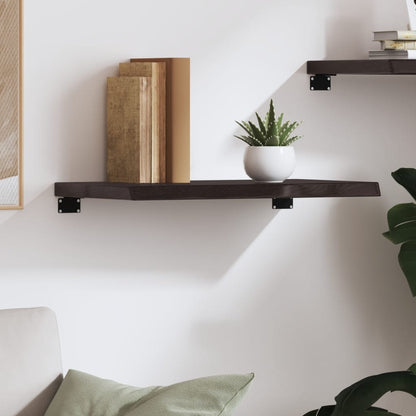 Wall Shelf Dark Brown 60x30x(2-4) cm Treated Solid Wood Oak