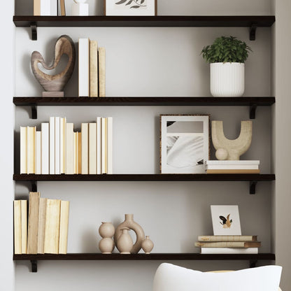 Wall Shelf Dark Brown 80x20x2 cm Treated Solid Wood Oak