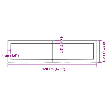 Wall Shelf Dark Brown 120x30x(2-4) cm Treated Solid Wood Oak