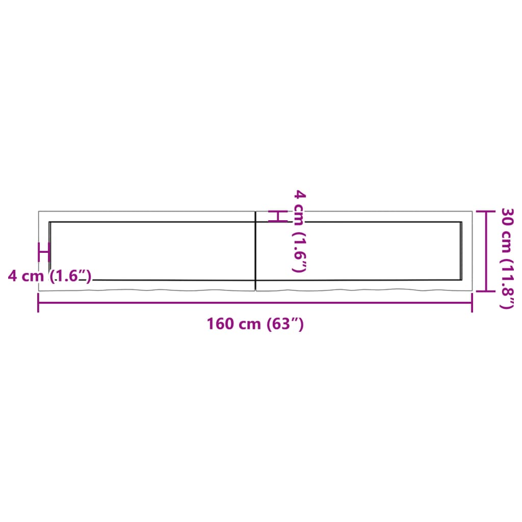 Wall Shelf Dark Brown 160x30x(2-4) cm Treated Solid Wood Oak