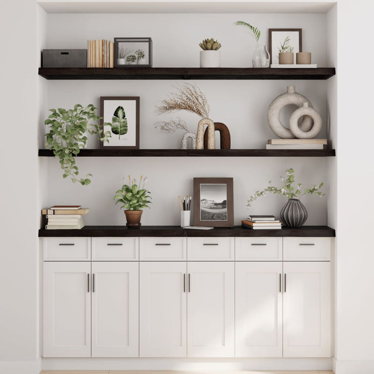 Wall Shelf Dark Brown 160x40x(2-4) cm Treated Solid Wood Oak