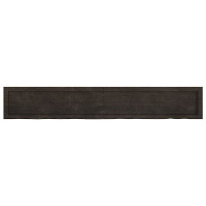 Wall Shelf Dark Brown 180x30x(2-6) cm Treated Solid Wood Oak