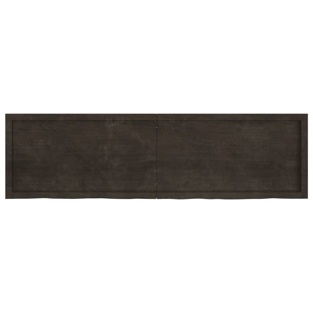 Wall Shelf Dark Brown 180x50x(2-4) cm Treated Solid Wood Oak