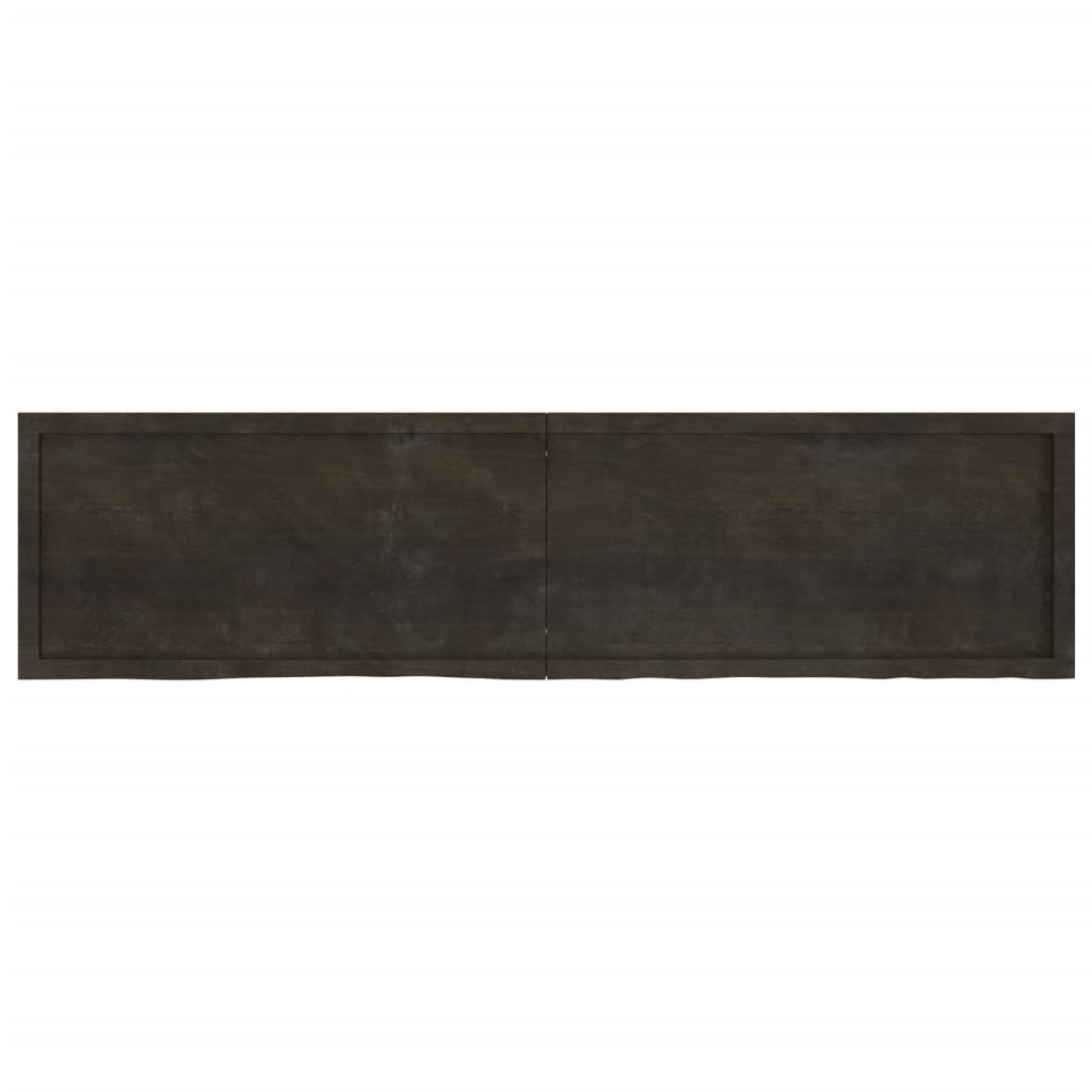 Wall Shelf Dark Brown 200x50x(2-4) cm Treated Solid Wood Oak