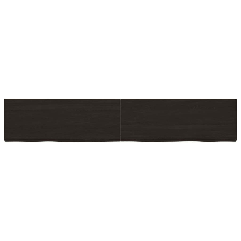 Wall Shelf Dark Brown 220x40x(2-4) cm Treated Solid Wood Oak