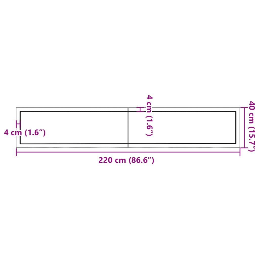 Wall Shelf Dark Brown 220x40x(2-6) cm Treated Solid Wood Oak