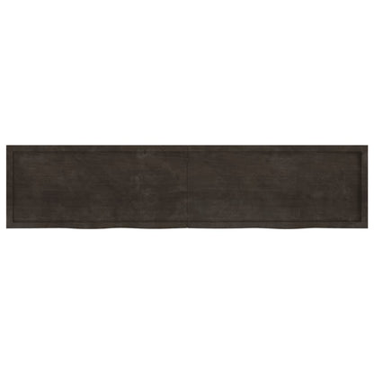 Wall Shelf Dark Brown 220x50x(2-6) cm Treated Solid Wood Oak