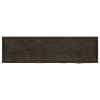 Wall Shelf Dark Brown 220x60x(2-4) cm Treated Solid Wood Oak