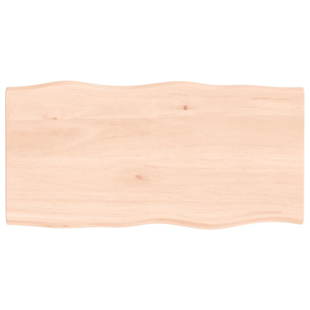 Table Top 80x40x2 cm Untreated Solid Wood Oak Live Edge
