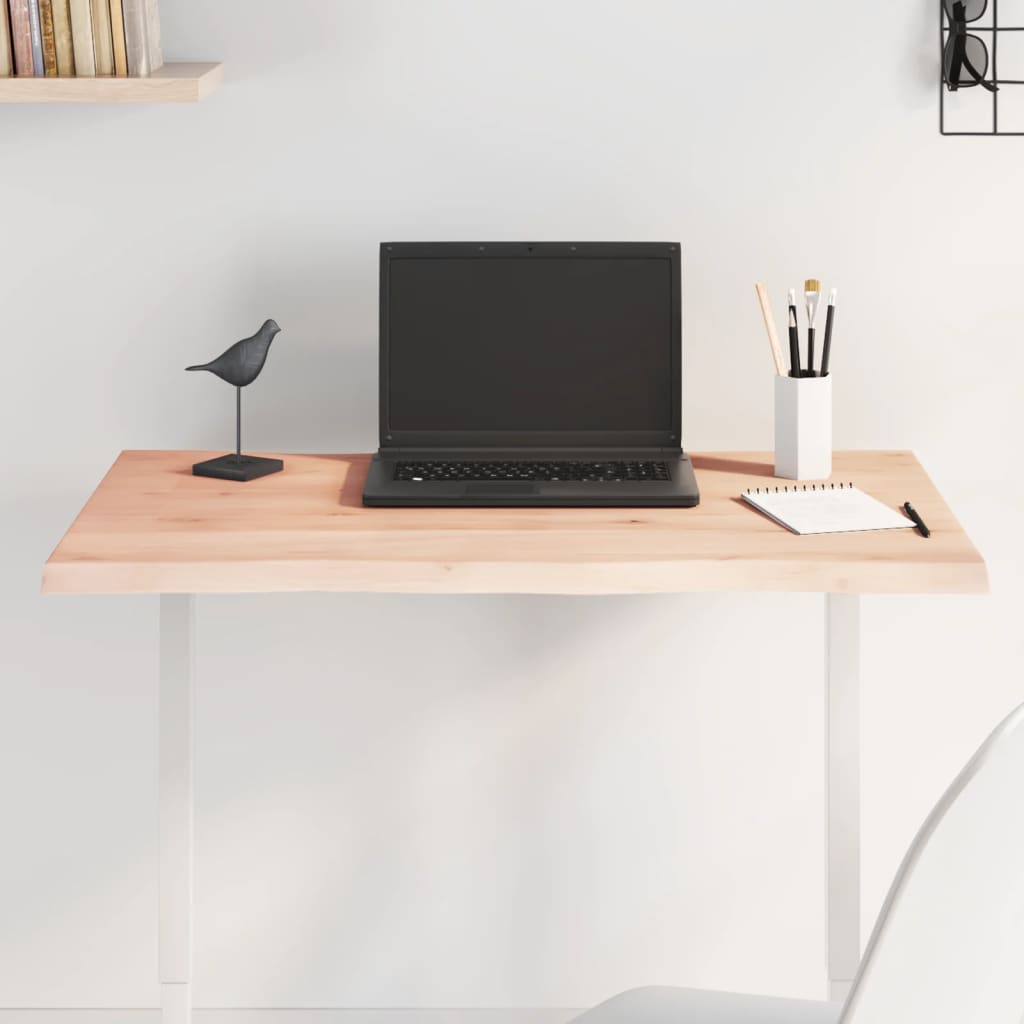 Table Top 80x40x2 cm Untreated Solid Wood Oak Live Edge
