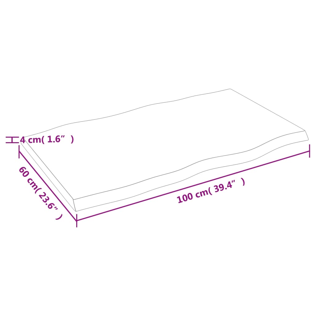 Table Top 100x60x(2-4) cm Untreated Solid Wood Live Edge