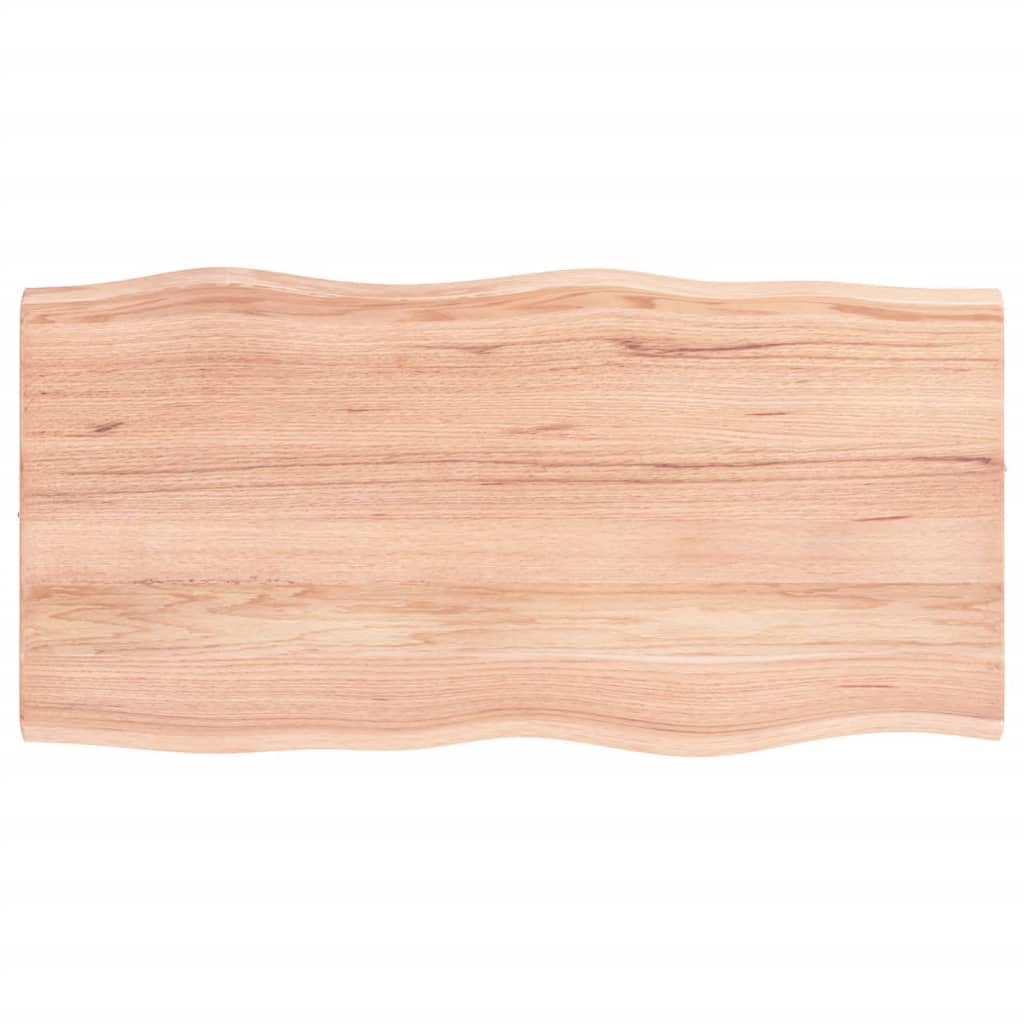 Table Top Light Brown 80x40x2 cm Treated Solid Wood Oak Live Edge