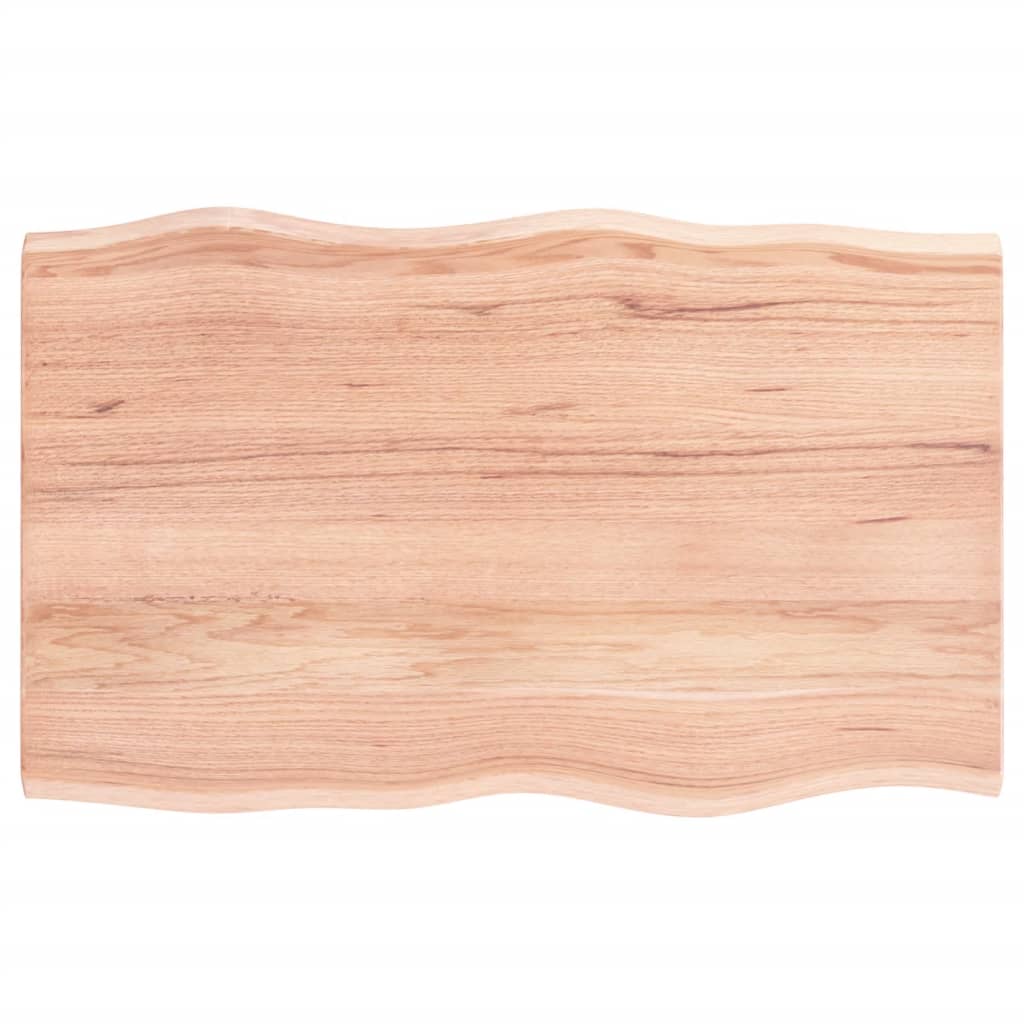 Table Top Light Brown 80x50x2 cm Treated Solid Wood Oak Live Edge