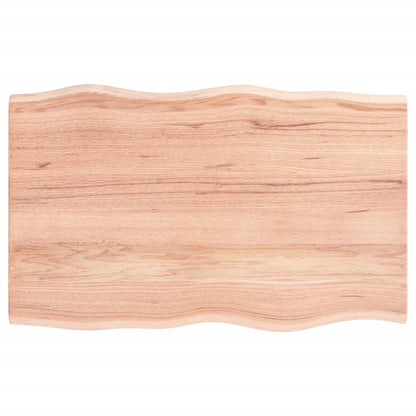 Table Top Light Brown 80x50x2 cm Treated Solid Wood Oak Live Edge