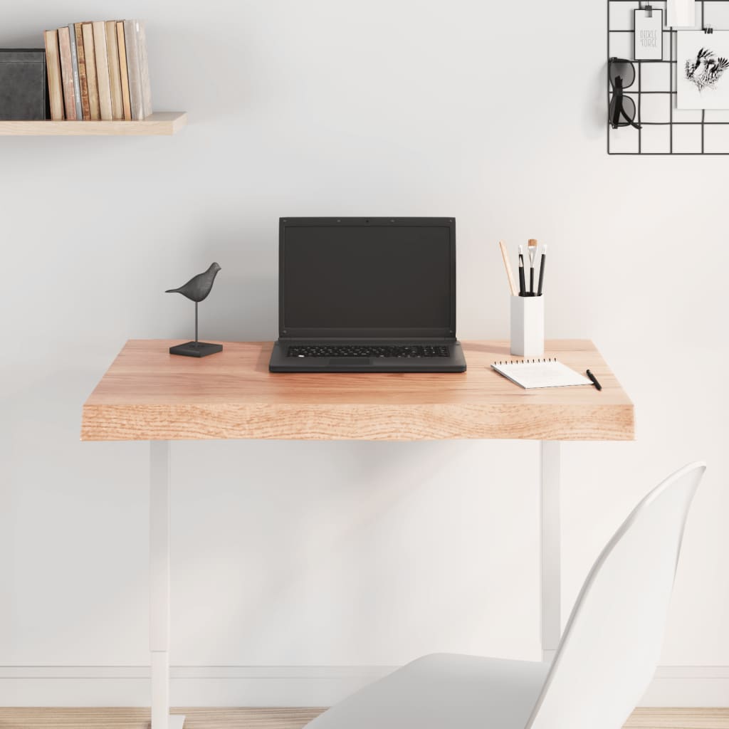Table Top Light Brown 80x50x(2-6) cm Treated Solid Wood Live Edge