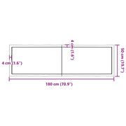 Table Top Light Brown 180x50x(2-4)cm Treated Solid Wood Live Edge