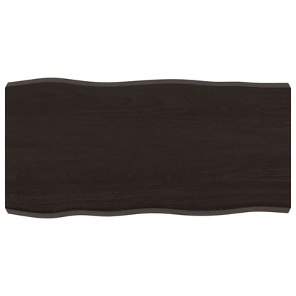 Table Top Dark Brown 80x40x(2-6) cm Treated Solid Wood Live Edge