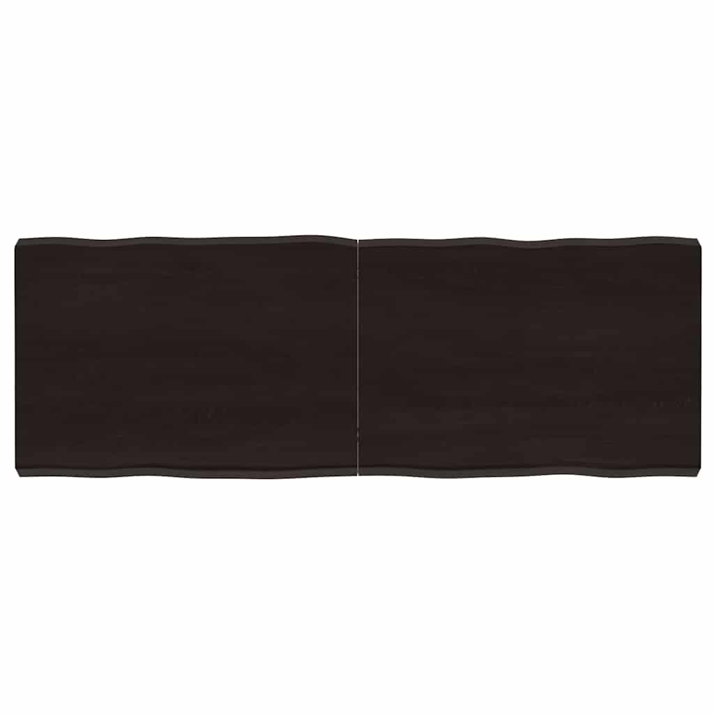Table Top Dark Brown 140x50x(2-6) cm Treated Solid Wood Live Edge