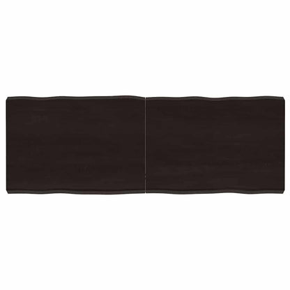 Table Top Dark Brown 140x50x(2-6) cm Treated Solid Wood Live Edge