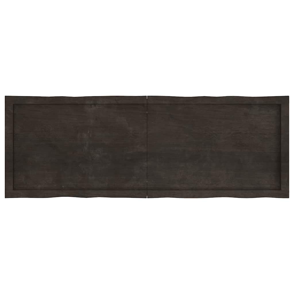 Table Top Dark Brown 140x50x(2-6) cm Treated Solid Wood Live Edge
