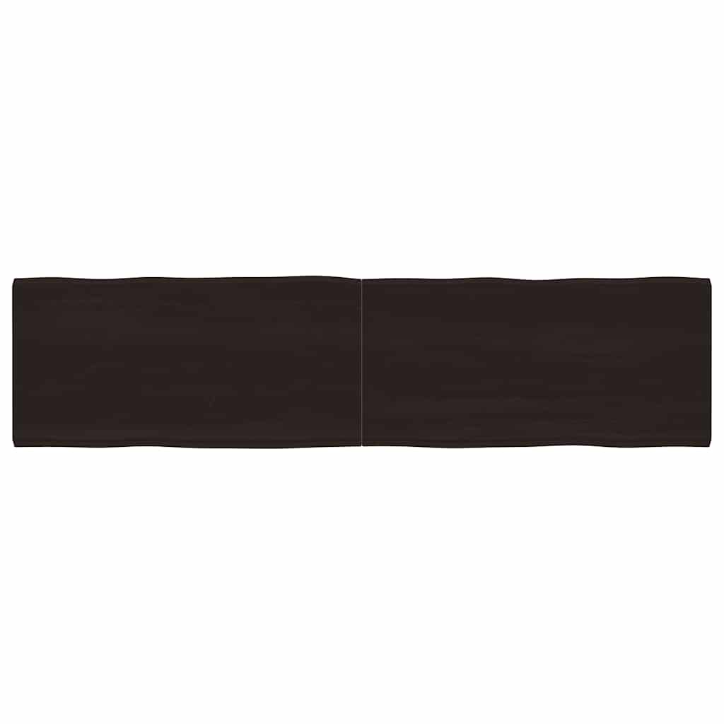 Table Top Dark Brown 200x50x(2-4) cm Treated Solid Wood Live Edge