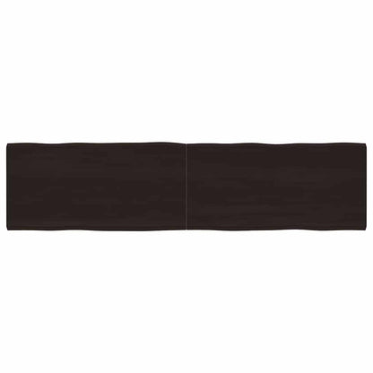 Table Top Dark Brown 200x50x(2-4) cm Treated Solid Wood Live Edge
