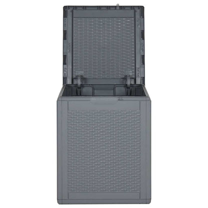 Garden Storage Box Grey PP Rattan 90 L