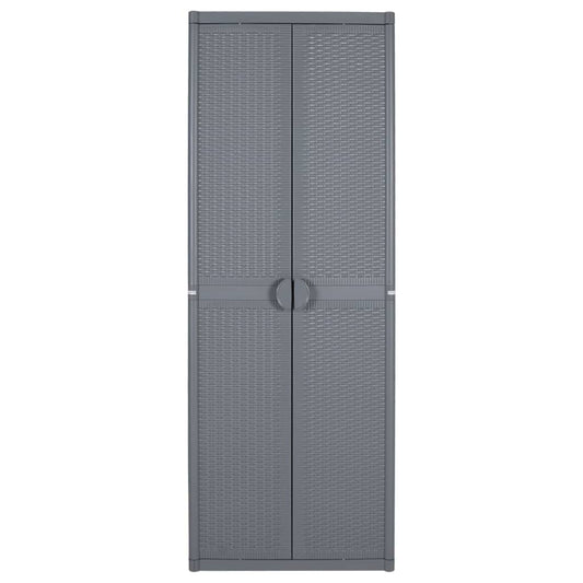 Garden Storage Cabinet Grey 65x45x172 cm PP Rattan