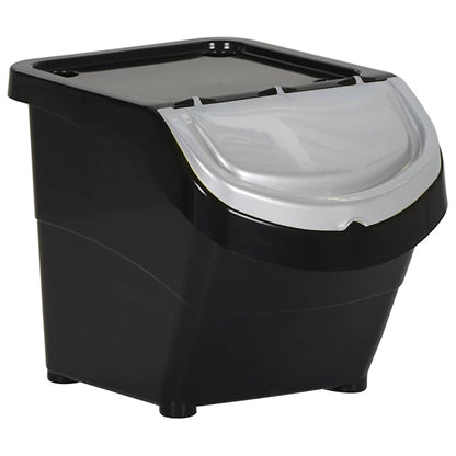 Stackable Waste Bins with Lids 3 pcs Black PP 78 L