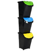 Stackable Waste Bins with Lids 3 pcs Black PP 120 L
