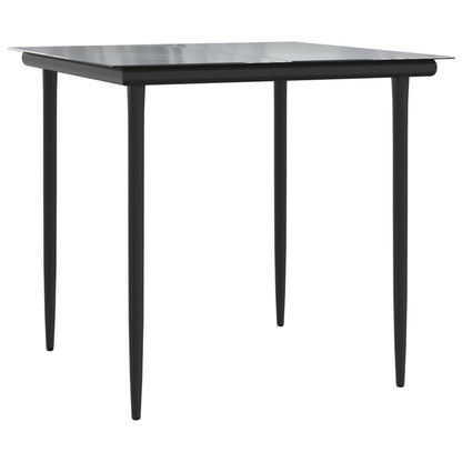Garden Dining Set | Black | Steel, Tempered Glass, Polyethylene | Medium