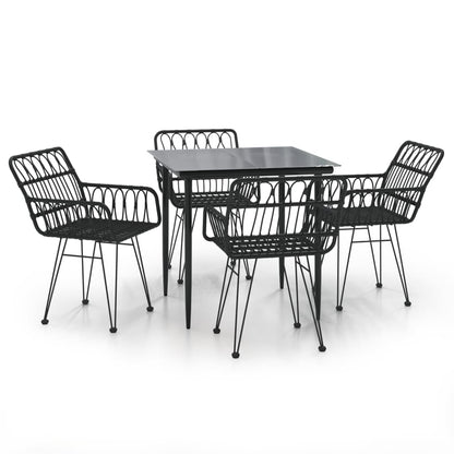 Garden Dining Set | Black | Poly Rattan | Standard |  Durable