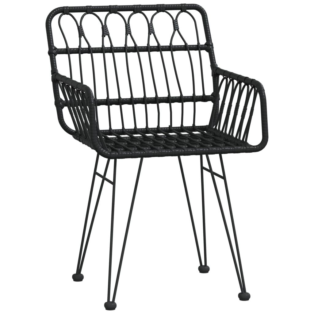 Garden Dining Set | Black | Poly Rattan, Tempered Glass, Steel | Medium